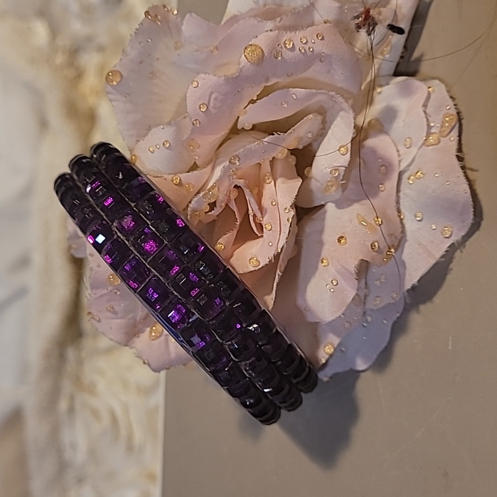 Purple Rhinestone Bracelet Rhinestone Band - Picture 1 of 8